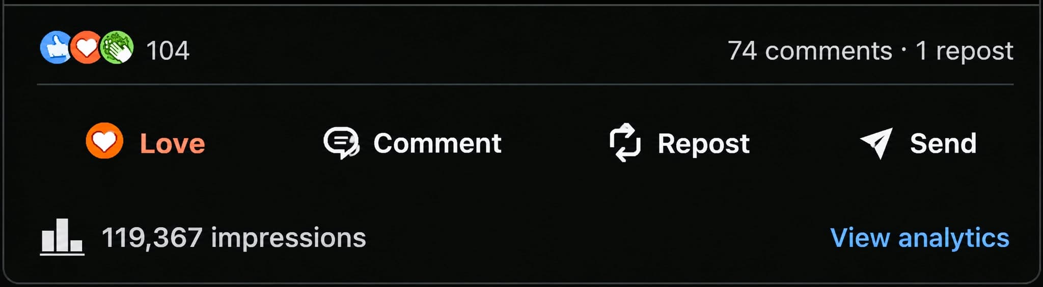 LinkedIn post engagement: 106 reactions, 42 comments, 67,384 impressions